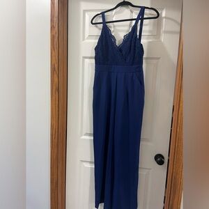 Francesca's Collections Navy Lace Jumpsuit